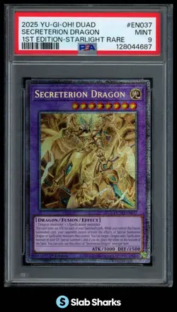 2025 YU-GI-OH! 1ST EDITION #DUAD-EN037 SECRETERION DRAGON STARLIGHT RARE PSA 9 - Image 1