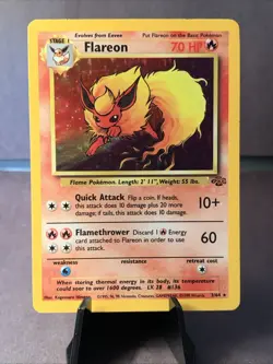 Pokemon TCG Flareon 3/64 Jungle Set Unlimited Holo Rare 1999 WOTC VTG LP - Image 1