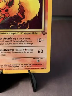 Pokemon TCG Flareon 3/64 Jungle Set Unlimited Holo Rare 1999 WOTC VTG LP - Image 4
