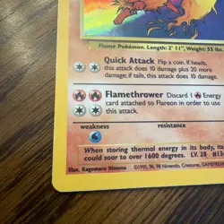 Pokemon TCG Flareon Jungle 3/64 Holo Unlimited Holo Rare - LP - Image 2