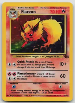 Pokemon TCG Flareon Jungle 3/64 Holo Unlimited Holo Rare - LP - Image 1