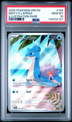 2025 Pokemon Destined Rivals Misty's Lapras Illustration Rare #194/182 PSA 10 - Image 1