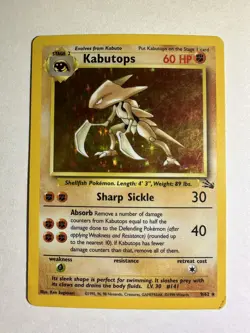 Kabutops 9/62 Unlimited Holographic MP Condition - Pokemon Fossil - Image 1
