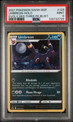 Umbreon PSA 9 SWSH129 SWSH: Sword & Shield Promo 129 Pokemon TCG Holo - Image 1