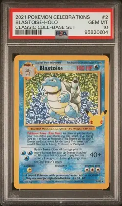 Blastoise PSA 10 2/102 Celebrations: Classic Collection Pokemon TCG Holo - Image 1