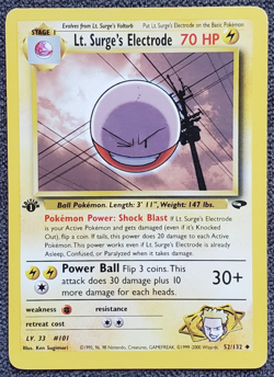 1st Edition Lt. Surge’s Electrode - Gym Challenge - #52/132 - Vintage Pokemon - Image 1