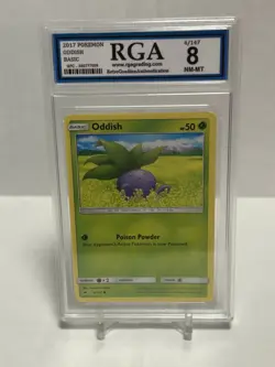 🌿 Pokemon Oddish 4/147 Burning Shadows 2017 RGA 8 NM-MT Graded Slab - Image 1