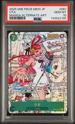2025 ONE PIECE JPN EB03-ONE PIECE HEROINES EDITION MANGA ALT ART #061 UTA PSA 10 - Image 1