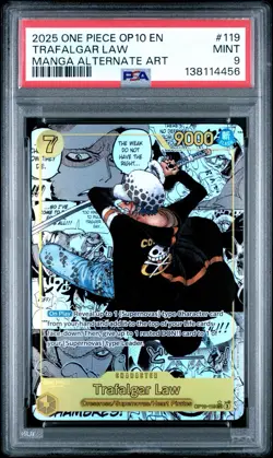 PSA 9 One Piece Card Trafalgar Law Manga Alt Art OP10-119 Royal Blood English - Image 1