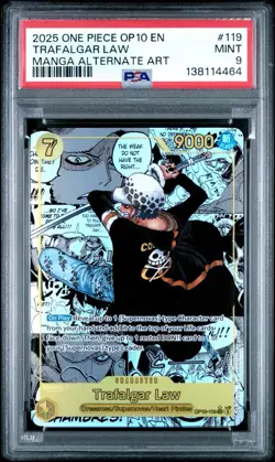 PSA 9 One Piece Card Trafalgar Law Manga Alt Art OP10-119 Royal Blood English - Image 1