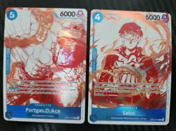 One Piece OP13 Anniversary English Treasure Campaign Promos Ace & Sabo - Image 1