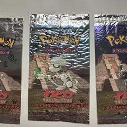 Lot 4 Pokemon TCG NEO DISCOVERY EMPTY Opened Booster Pack Wrappers Full Art Set - Image 3