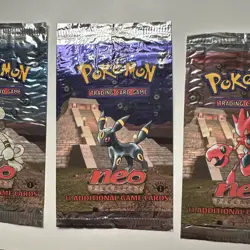 Lot 4 Pokemon TCG NEO DISCOVERY EMPTY Opened Booster Pack Wrappers Full Art Set - Image 4
