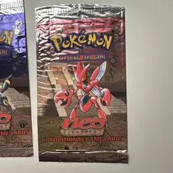 Lot 4 Pokemon TCG NEO DISCOVERY EMPTY Opened Booster Pack Wrappers Full Art Set - Image 5