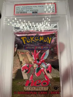 Neo Discovery Pokemon 1st Edition Scizor Foil Booster Pack PSA 9 - Image 3