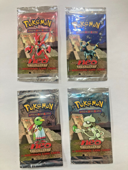 Lot 4 Pokemon TCG NEO DISCOVERY EMPTY Opened Booster Pack Wrappers Full Art Set - Image 1
