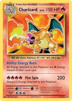 Pokemon TCG Charizard 2016 Reverse Holo Card 11/108 XY: Evolutions - Image 1