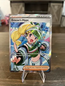 Pokemon TCG Trainer Emcee's Hype Ultra Rare Holo Card 220/182 Near Mint - Image 1