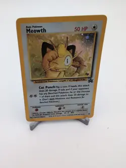 Pokemon TCG Meowth 10/53 WOTC Promo Holo Card (Crease) - Image 1
