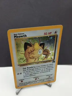 Pokemon TCG Meowth 10/53 WOTC Promo Holo Card (Crease) - Image 4