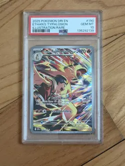 2025 Pokemon Destined Rivals Ethan's Typhlosion Illustration Rare PSA 10 190/182 - Image 1