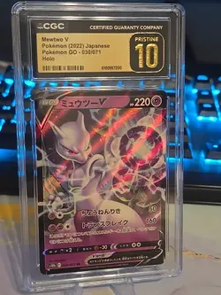 ✨🖤 Mewtwo V Double Rare Certified Pristine 10 Graded 030/071 Pokemon GO Holo 📈 - Image 1