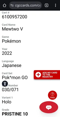 ✨🖤 Mewtwo V Double Rare Certified Pristine 10 Graded 030/071 Pokemon GO Holo 📈 - Image 2
