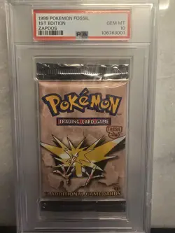 Pokemon 1st Edition Fossil Booster Pack Zapdos Artwork PSA 10 GEMMINT Unweighted - Image 1