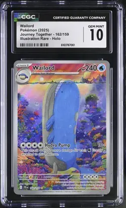 Wailord *CGC 10* Illustration Rare *Journey Together* #162 *2025* Pokemon - Image 1