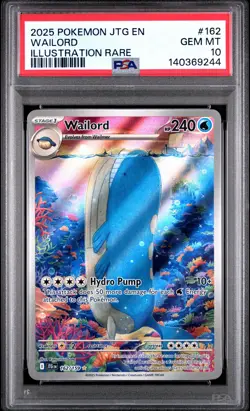 2025 POKEMON JTG EN-JOURNEY TOGETHER ILLUSTRATION RARE #162 WAILORD PSA 10 - Image 1