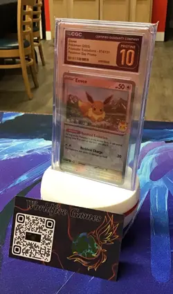 CGC 10 Pristine Eevee 074/131 2025 Prismatic Evolutions SWIRL Pokemon Day Promo - Image 1
