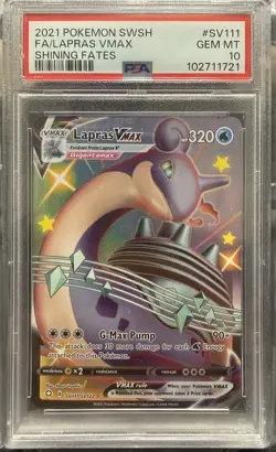2021 Pokemon Sword & Shield Shining Fates Full Art FA Lapras VMAX #SV111 PSA 10 - Image 1