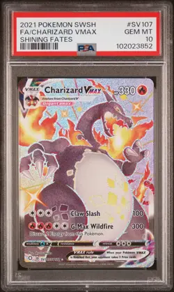 2021 POKEMON SWORD & SHIELD SHINING FATES #SV107 FULL ART/CHARIZARD VMAX PSA 10 - Image 1