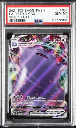 2021 POKEMON SWORD & SHIELD SHINING FATES #051 FULL ART/DITTO VMAX PSA 10 - Image 1