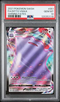 2021 POKEMON SWORD & SHIELD SHINING FATES #051 FULL ART/DITTO VMAX PSA 10 - Image 1