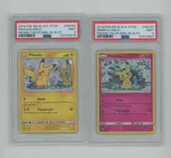 PSA 9 PIKACHU MIMIKYU SET OF 2 BLACK STAR PROMO SUN & MOON SM162 SM163 POKEMON - Image 1