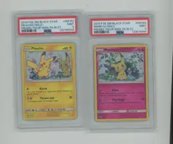 PSA 9 PIKACHU MIMIKYU SET OF 2 BLACK STAR PROMO SUN & MOON SM162 SM163 POKEMON - Image 1