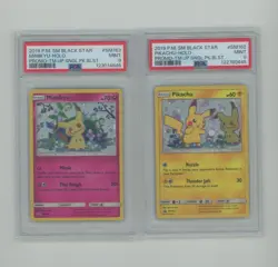 PSA 9 PIKACHU MIMIKYU SET OF 2 BLACK STAR PROMO SUN & MOON SM162 SM163 POKEMON - Image 1