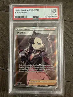 Pokemon TCG Sword & Shield Marnie Full Art Trainer 200/202 PSA 9 Mint - Image 1