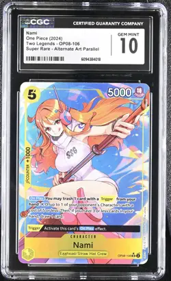 One Piece Two Legends - Nami SR Alternate Alt Art Parallel #OP08-106 CGC 10 ENG - Image 1