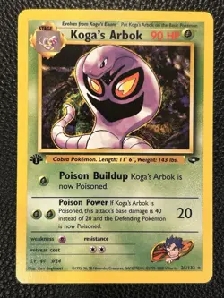 Koga's Arbok 25/132 Gym Challenge Rare Pokemon Card NM 1st Edition - Image 1