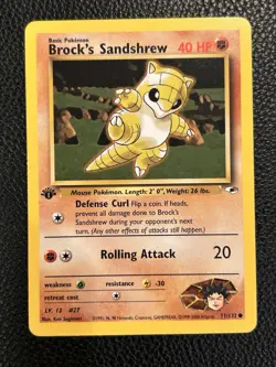 Pokemon TCG Brock's Sandshrew Gym Heroes 71/132 1st Edition Common Card WOTC - Image 1