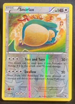 Snorlax 77/124 Pokemon Fates Collide Reverse Holo Rare TCG LP - Image 1