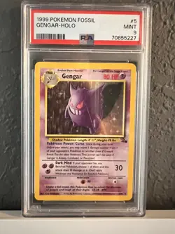 1999 Pokemon Fossil - #5 Gengar Holo - PSA 9 - Image 1