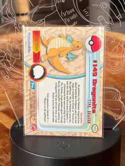 Dragonite #149 Pokemon Topps 1999/2000 TV Animation Blue Logo Series 1 - Image 2