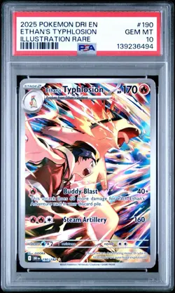 Ethan's Typhlosion 2025 Destined Rivals 190 PSA 10 Illustration Rare Pokemon TCG - Image 1