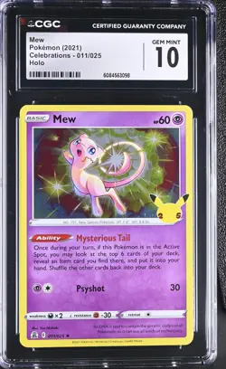 Pokemon Mew Holo 011/025 CGC Gem Mint 10 Celebrations 25th Anniversary - Image 1