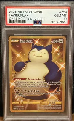 Pokemon TCG 2021 SWSH FA/Snorlax Chilling Reign Secret Card #224 PSA 10 Gem Mint - Image 1