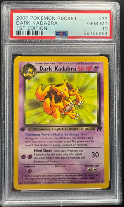 Pokemon Dark Kadabra Team Rocket 1st Edition #39 PSA 10 Gem Mint - Image 1