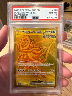 2025 Pokemon Prismatic Evolutions Hyper Rare #178/131 Walking Wake Ex PSA 8 NM-M - Image 1